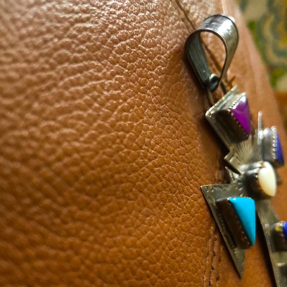 Sterling silver cross with gemstones - Picture 4 of 4